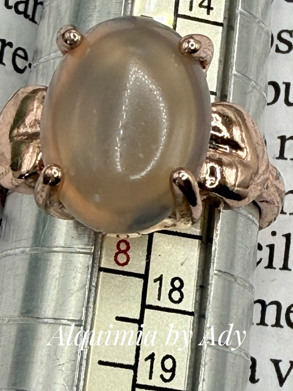 Agate and rose gold gem ring